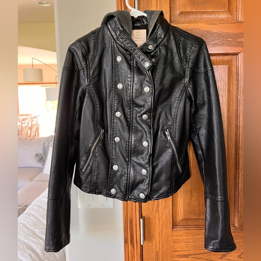 Free People vegan leather jacket; size xs